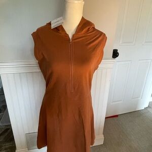 Orange Sleeveless Hooded Dress